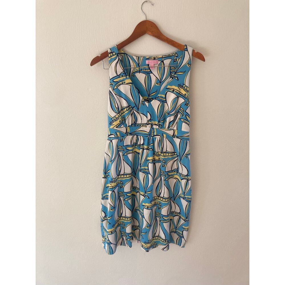 Lilly Pulitzer Patty Silk Cotton Knit Dress in Docksider Sailboat Boat L HTF - Picture 5 of 10
